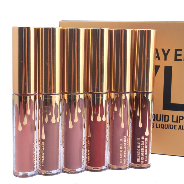 Kylie Lip 6pcs Set Matt Cup Lip Gloss Kylie Jenner Gold