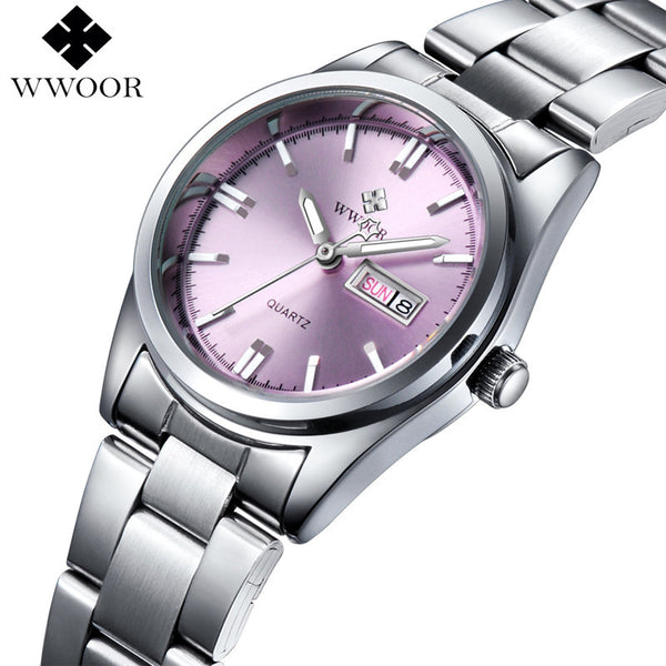 New Brand Relogio Feminino Date Day Clock Female Stainless Steel Watch Ladies Fashion Casual Watch Quartz Wrist Women Watches