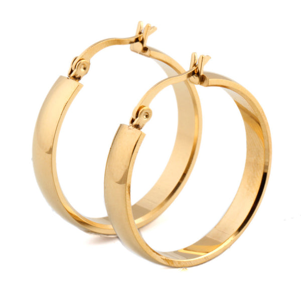 Brand Earrings For Women Fashion Jewelry Gift Wholesale Trendy 2 Colors 18K Real Gold Stainless Steel Hoop Earrings