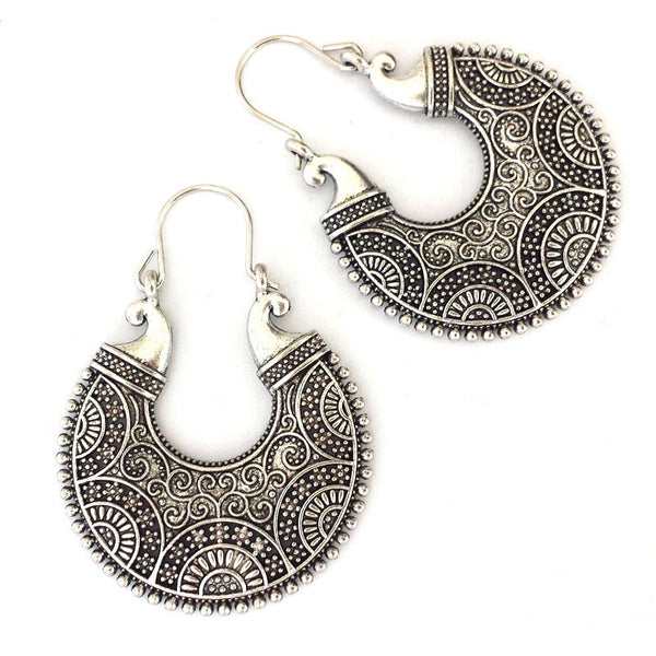 Tibetan Silver Round Vintage Ethnic Dangle Earrings Retail Jewelry Jewellery Gift For Women Girls