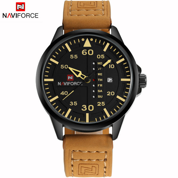 NAVIFORCE Luxury Brand Date Japan Movt Square Men Quartz Casual Watch Army Military Sports Watch Men Watches Male Leather Clock