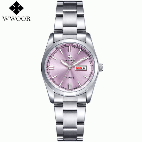 New Brand Relogio Feminino Date Day Clock Female Stainless Steel Watch Ladies Fashion Casual Watch Quartz Wrist Women Watches