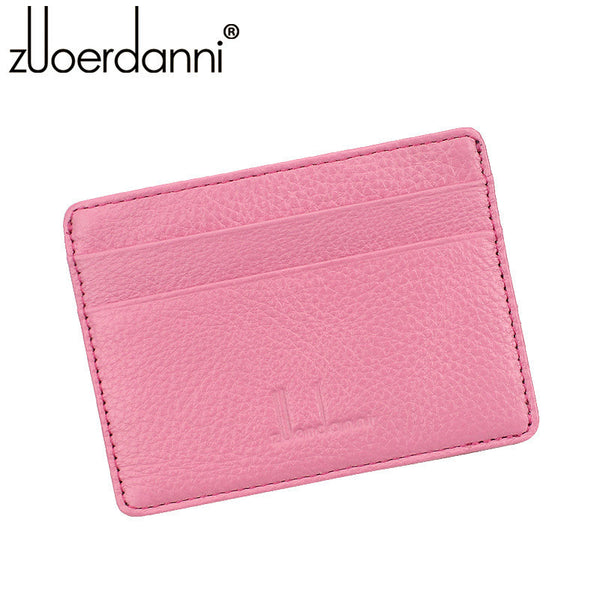 10 Colour Ultra-thin Card Holder Mini wallets small Genuine Leather purse real leather Card Case With 4 Slots Fashion Style New