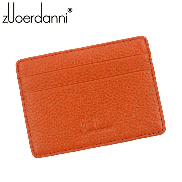 10 Colour Ultra-thin Card Holder Mini wallets small Genuine Leather purse real leather Card Case With 4 Slots Fashion Style New