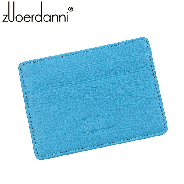 10 Colour Ultra-thin Card Holder Mini wallets small Genuine Leather purse real leather Card Case With 4 Slots Fashion Style New