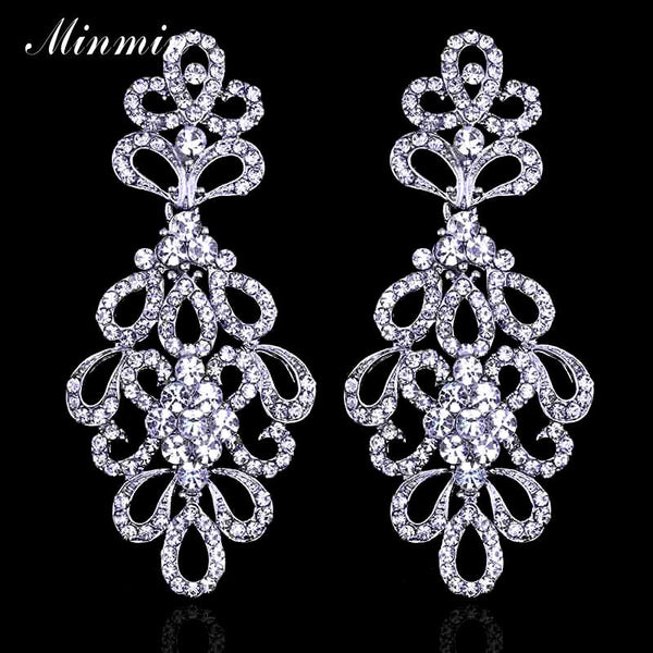 Top Quality Luxury Austrian Crystal Bridal Drop Earrings for Women Gifts Gold Plated Elegant Dangle Long Earrings EH177