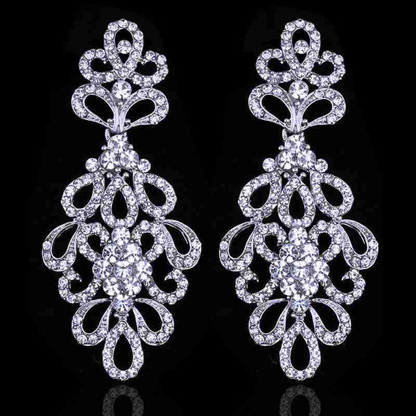 Top Quality Luxury Austrian Crystal Bridal Drop Earrings for Women Gifts Gold Plated Elegant Dangle Long Earrings EH177