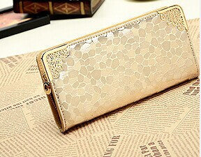 Luxury Famous Brand Clutch Bag Gold Silver PU Leather Female Money Wallets Long Women Purse Women Evening Party Bags Hot 2016