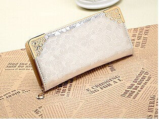 Luxury Famous Brand Clutch Bag Gold Silver PU Leather Female Money Wallets Long Women Purse Women Evening Party Bags Hot 2016