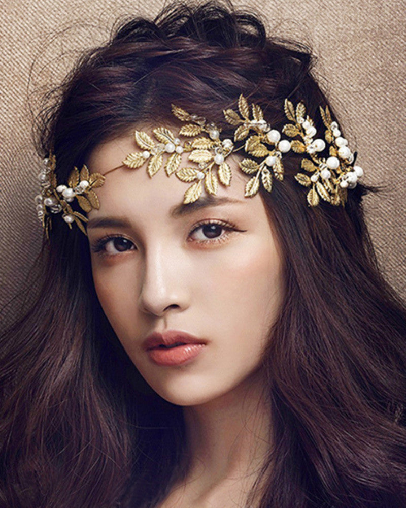 Romantic Gold Flowers and  Retro fashion OL European Korean Korean Style  Hand Made  for Women  Head Hood Precious Hair Hand