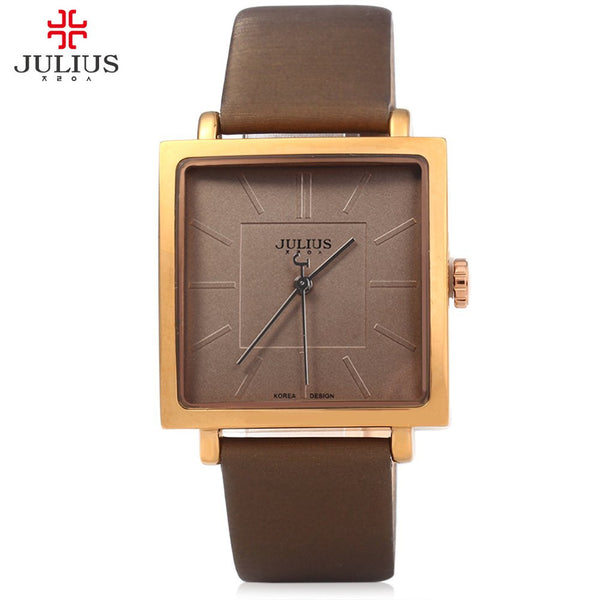 JULIUS Quartz Brand Lady Watches Women Luxury Rose Gold Antique Square Casual Leather Dress Wrist watch Relogio Feminino Montre