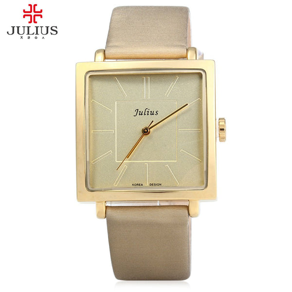 JULIUS Quartz Brand Lady Watches Women Luxury Rose Gold Antique Square Casual Leather Dress Wrist watch Relogio Feminino Montre