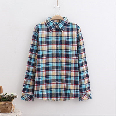 GUMPRUN Fashion Women Plaid Shirt Flannel Shirt Long Sleeve Women Blouses Shirt Women Plus Size 5XL Cotton Blusas Tops Blouse