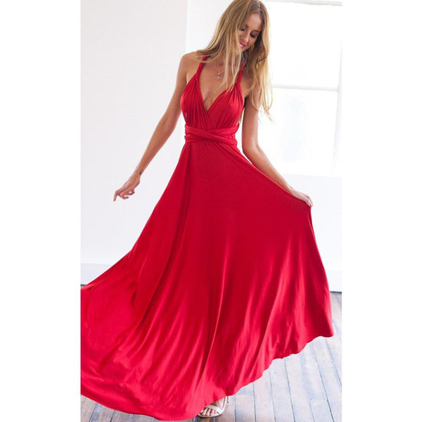 women summer long maxi dress sexy red bandage Multiway Convertible Holiday Dress women wrap strapless backless dress plus size