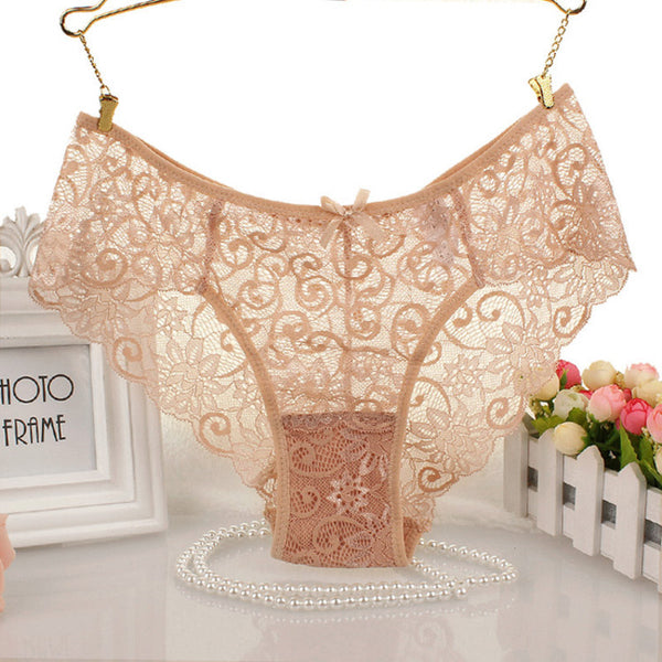 New Fashion 2016 Summer Women's Panties Transparent Underwear Women Lace Soft Briefs Sexy Lingerie Mid Waist