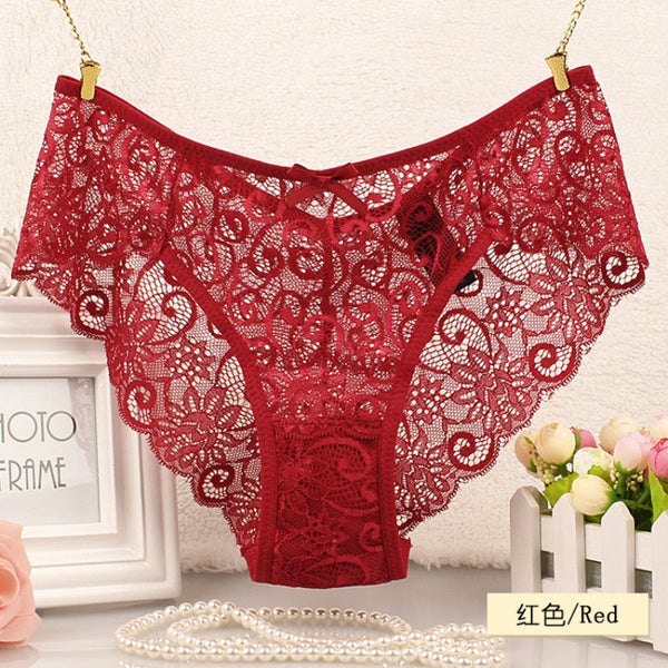 New Fashion 2016 Summer Women's Panties Transparent Underwear Women Lace Soft Briefs Sexy Lingerie Mid Waist