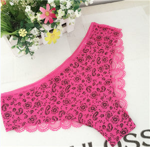 2016 Fashion Women Underwear Sexy Lace Panties Floral Print Briefs Tansparent Panties Women Lingeries  453