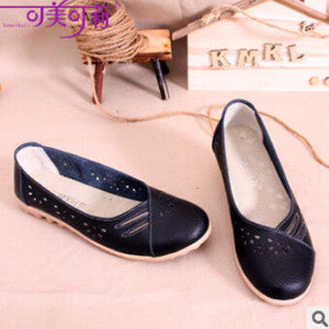 Women's genuine leather shoes Lady shoes pure Lady openwork shoes for wemen beef peas at the end of the end of shoes