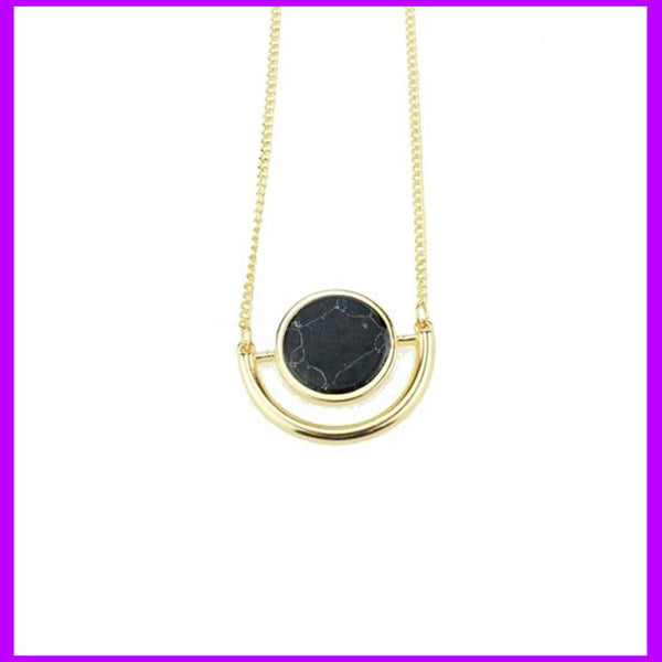 Famous Brand Forever Bijoux Marble Jewelry 21 White Black Stone Necklaces Semicircle Round Geometric Fashion Trendy For Women