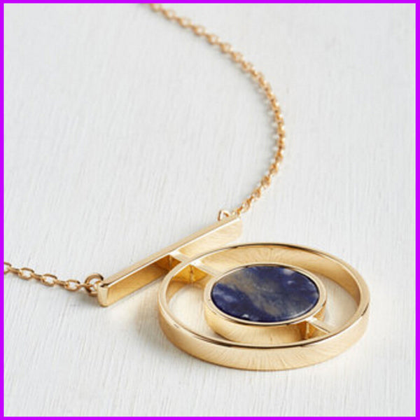 Famous Brand Forever Marble Jewelry Bijoux Long Necklaces Pendants 21 Sweater Chain Blue Stone 18 K Gold Plated Shop For Women