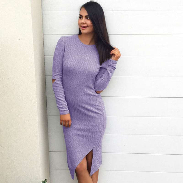 Self Portrait Women Casual Dress OL Lavender Hole Long Sleeve Midi Za Brand Forever ZC2130 21