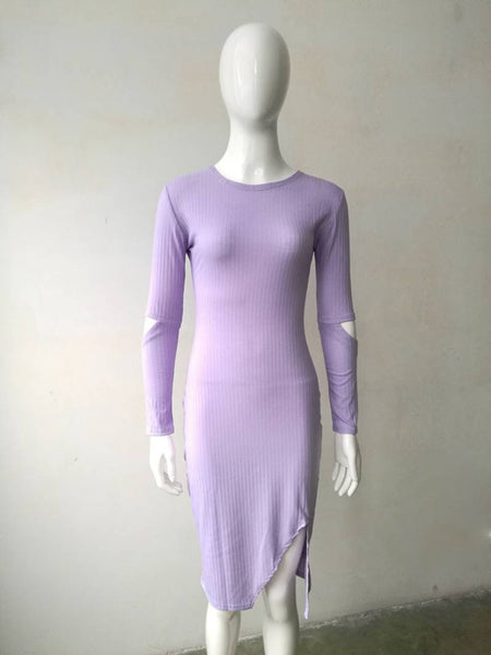 Self Portrait Women Casual Dress OL Lavender Hole Long Sleeve Midi Za Brand Forever ZC2130 21