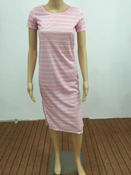 Summer sugarbird self portrait women dresses casual pencil striped long dress love pink white forever za 21 ST1316