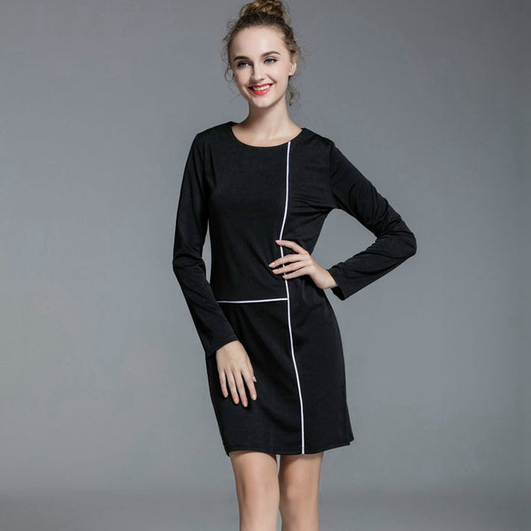 New Fashion Women Mini OL Dress Black Straight Casual Sexy Dresses Audrey Hepburn Normcore Prom Gown Za Brand Forever  HL6670 21