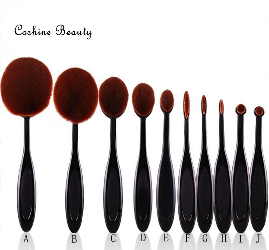 10pcs/set Tooth Brush Shape Oval Makeup Brush Set